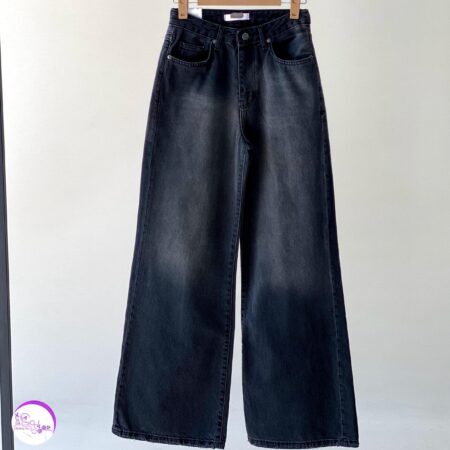 شلوار جین بگی ذغالی دمپا زاپ