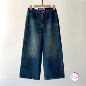 شلوار جین واید لگ تیره کثیف شور