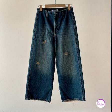 شلوار جین واید لگ زاپدار درتی