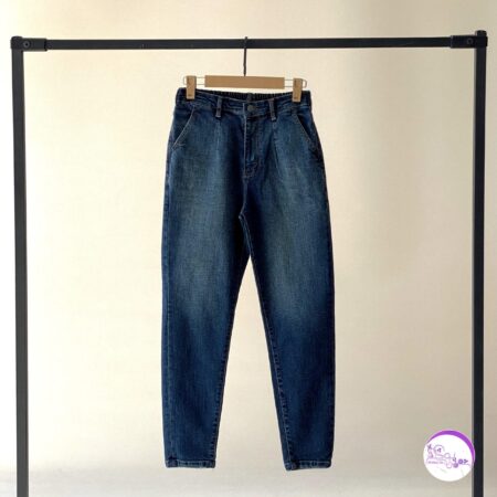 شلوار جین مام فیت تیره درتی قد ۹۵