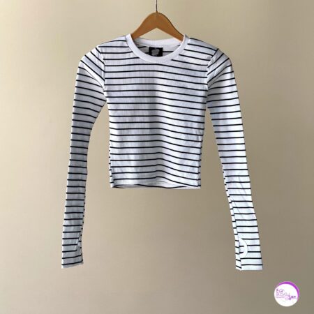 بلوز کراپ راه راه فینگردار