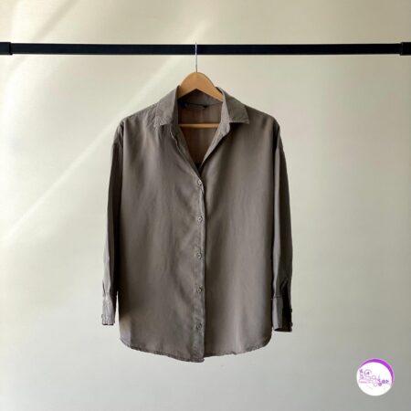 شومیز سیلک زیتونی خاکی