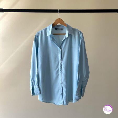 شومیز سیلک آبی آسمانی