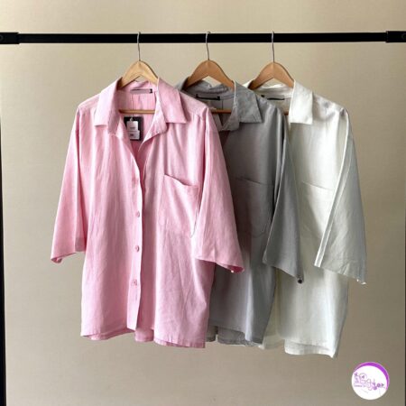 شومیز لینن ایتالیایی آستین سه ربع