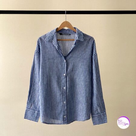 شومیز راه راه آبی پررنگ