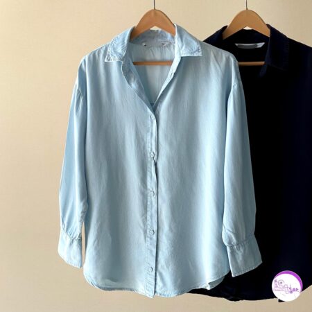 شومیز سیلک آبی آسمانی