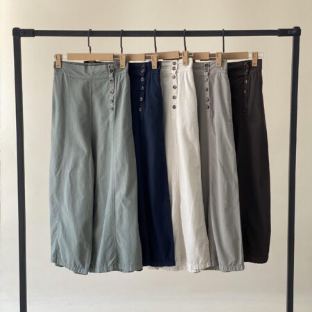 شلوار واید لگ لینن دکمه ای