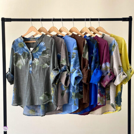 شومیز لینن ایتالیایی گلدار