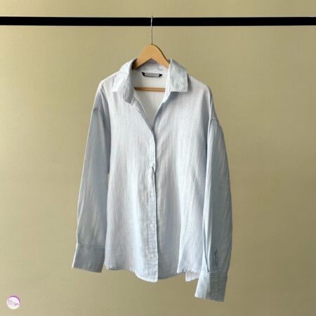 شومیز راه راه آبی کمرنگ