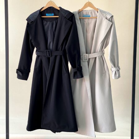 ترنچ کت بلند کلاهدار ( بخیه دوزی )