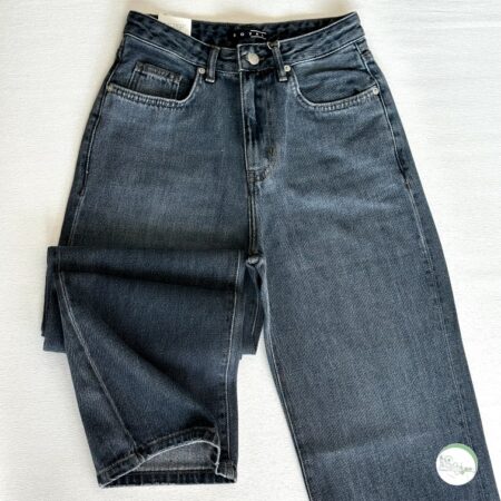 شلوار جین نیم بگ آبی طوسی