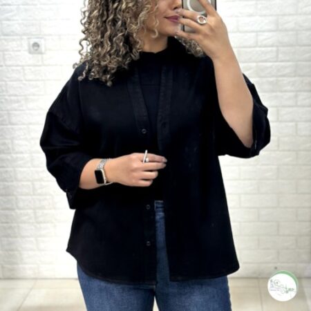 شومیز مشکی آستین سه دکمه