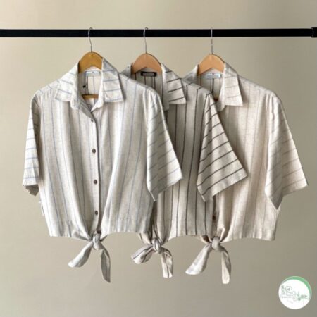 شومیز لینن گره ای راه راه