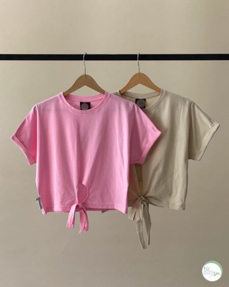 تیشرت کراپ گره ای پاستل